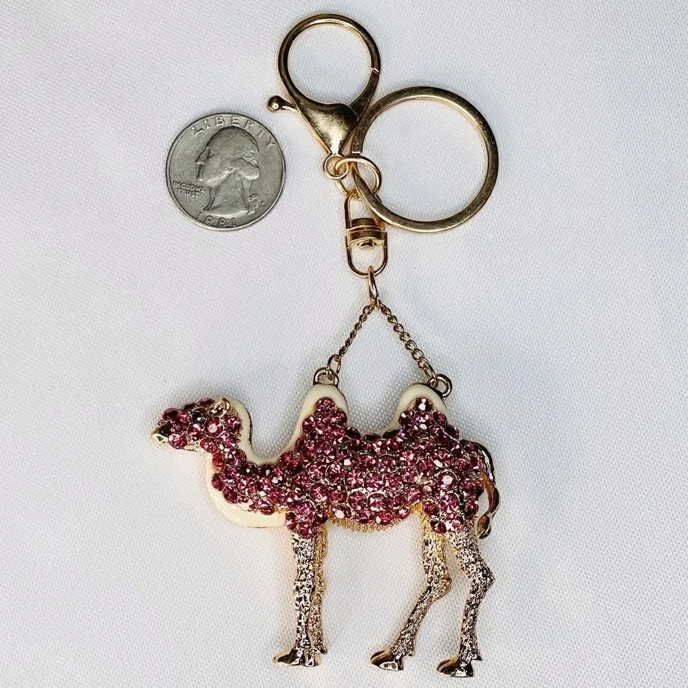 Camel Keychain Charm, Pink